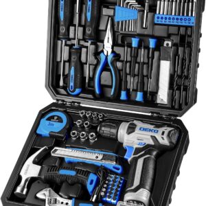 DEKOPRO 126-Piece Tool Kit with 8V Cordless Drill for Home Use